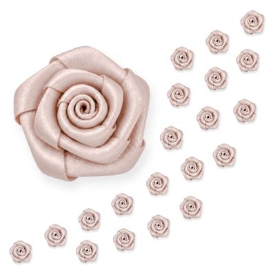 Satinrosen 15mm zum Basteln & Aufnähen 20 Stück Cappuccino