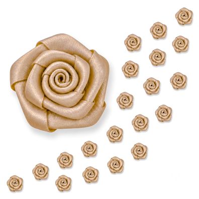 Satinrosen 15mm zum Basteln & Aufnähen 20 Stück Beige