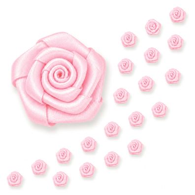 Satinrosen 15mm zum Basteln & Aufnähen 20 Stück Rose