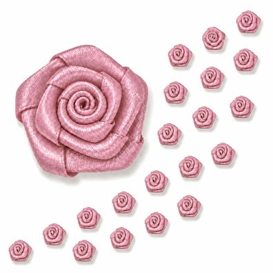 Satinrosen 15mm zum Basteln & Aufnähen 20 Stück Altrosa