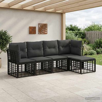 vidaXL Outdoor-Sofagarnitur Schwarz Polyester