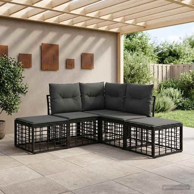 vidaXL Outdoor-Sofagarnitur Schwarz Polyester