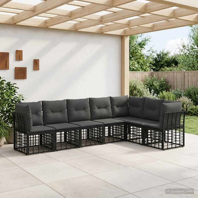 vidaXL Outdoor-Sofagarnitur Schwarz Polyester