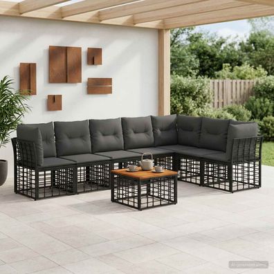 vidaXL Outdoor-Sofagarnitur 8 pcs Schwarz und Dunkelgrau Polyester
