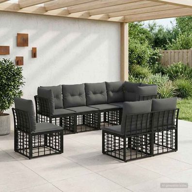 vidaXL Outdoor-Sofagarnitur Schwarz Polyester