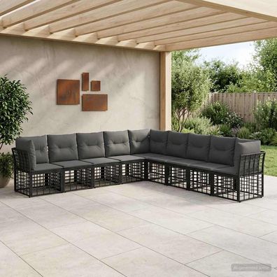 vidaXL Outdoor-Sofagarnitur Schwarz Polyester