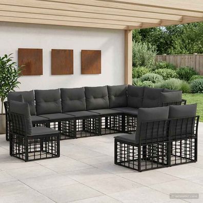 vidaXL Outdoor-Sofagarnitur Schwarz Polyester