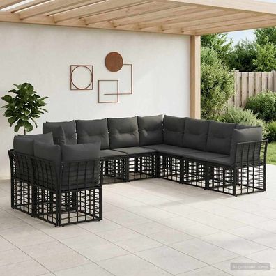 vidaXL Outdoor-Sofagarnitur Schwarz Polyester