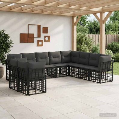 vidaXL Outdoor-Sofagarnitur Schwarz Polyester