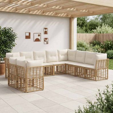 vidaXL Outdoor-Sofagarnitur Natur Polyester
