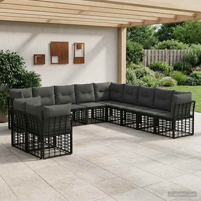 vidaXL Outdoor-Sofagarnitur Schwarz Polyester