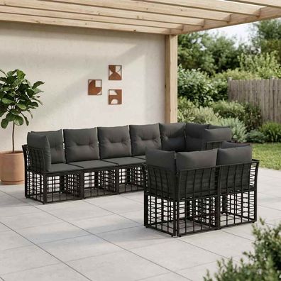 vidaXL Outdoor-Sofagarnitur Schwarz Polyester