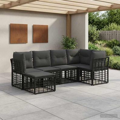 vidaXL Outdoor-Sofagarnitur Schwarz Polyester