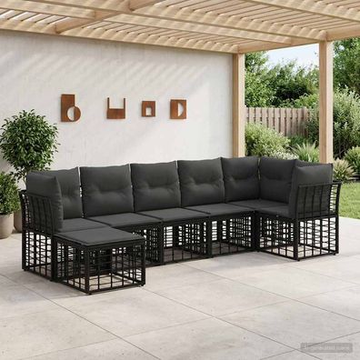 vidaXL Outdoor-Sofagarnitur Schwarz Polyester