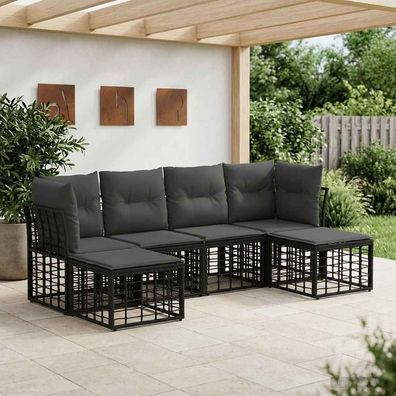 vidaXL Outdoor-Sofagarnitur Schwarz Polyester