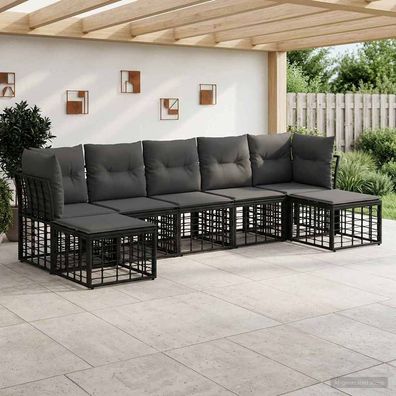 vidaXL Outdoor-Sofagarnitur Schwarz Polyester