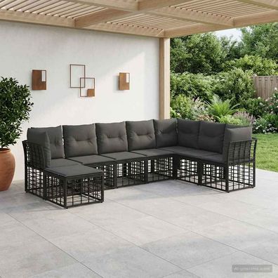 vidaXL Outdoor-Sofagarnitur Schwarz Polyester
