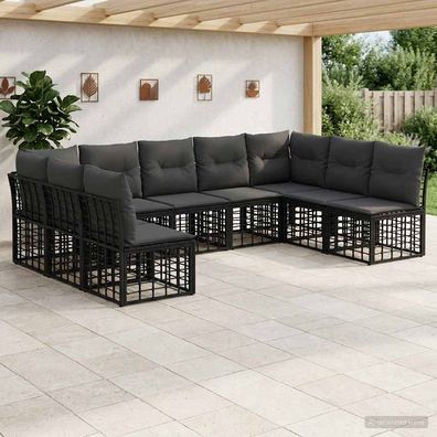 vidaXL Outdoor-Sofagarnitur Schwarz Polyester