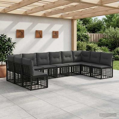 vidaXL Outdoor-Sofagarnitur Schwarz Polyester