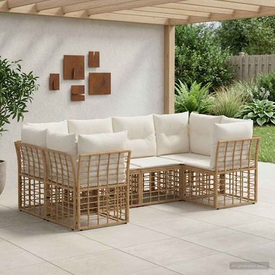 vidaXL Outdoor-Sofagarnitur mit Kissen 6 pcs Natur Polyester