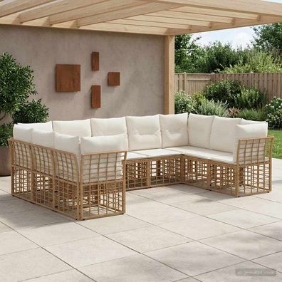 vidaXL Outdoor-Sofagarnitur Natürlich und Cremweiß Polyester