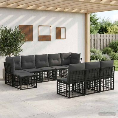 vidaXL Outdoor-Sofagarnitur Schwarz und Dunkelgrau Polyester