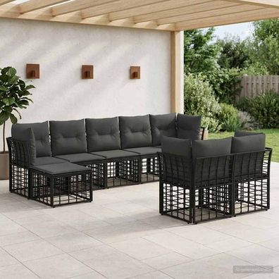 vidaXL Outdoor-Sofagarnitur Schwarz und Dunkelgrau Polyester