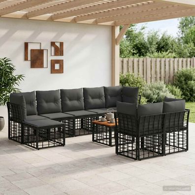 vidaXL Outdoor-Sofagarnitur 10 pcs Schwarz und Dunkelgrau Polyester