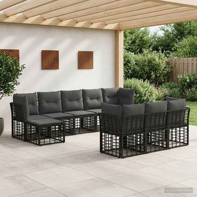 vidaXL Outdoor-Sofagarnitur Schwarz und Dunkelgrau Polyester