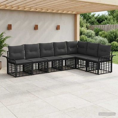 vidaXL Outdoor-Sofagarnitur 7 pcs Schwarz und Dunkelgrau Polyester
