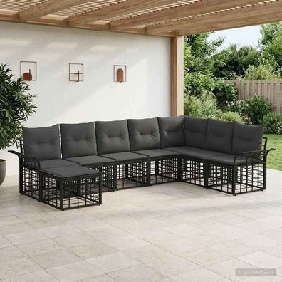 vidaXL Outdoor-Sofagarnitur 8 pcs Schwarz und Dunkelgrau Polyester
