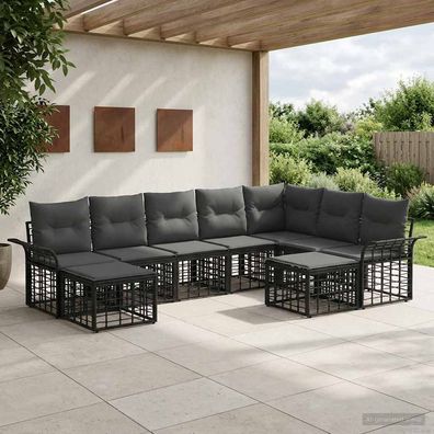 vidaXL Outdoor-Sofagarnitur 9 pcs Schwarz und Dunkelgrau Polyester