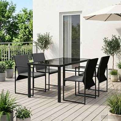 vidaXL Garten Essgruppe 5 pcs Schwarz und Anthrazit 140 x 70 x 73 cm