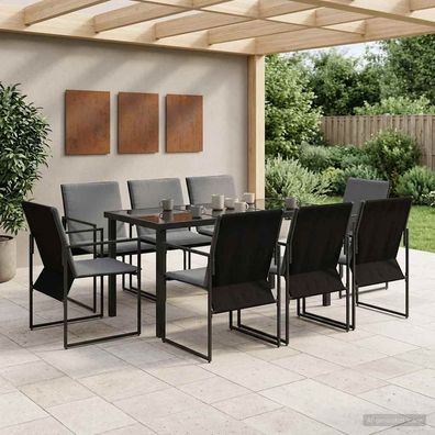 vidaXL Garten Essgruppe 9 pcs Schwarz und Anthrazit 160 x 80 x 73 cm