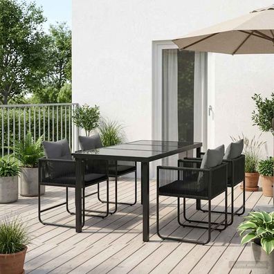 vidaXL Garten Essgruppe 5 pcs Schwarz und Anthrazit 140 x 80 x 73 cm