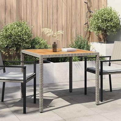 vidaXL Gartentisch Grau 90 x 90 x 75 cm Poly-Rattan