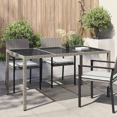vidaXL Gartentisch Grau 150 x 90 x 75 cm Poly-Rattan