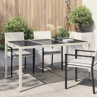 vidaXL Gartentisch Weiß 150 x 90 x 75 cm Poly-Rattan