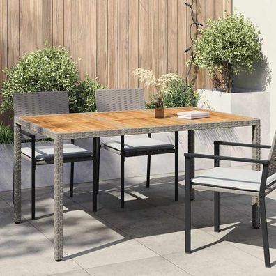 vidaXL Gartentisch Grau 150 x 90 x 75 cm Poly-Rattan