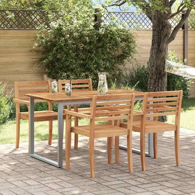 vidaXL Gartentisch Grau 140 x 80 x 75 cm Massivholz Akazie