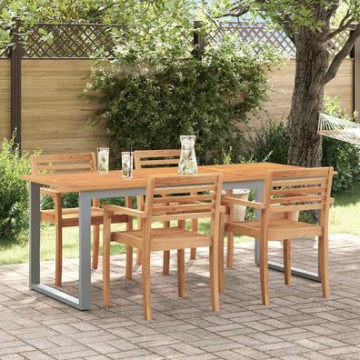 vidaXL Gartentisch Grau 160 x 80 x 75 cm Massivholz Akazie