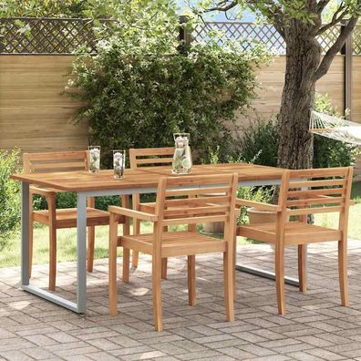 vidaXL Gartentisch Grau 180 x 90 x 75 cm Massivholz Akazie
