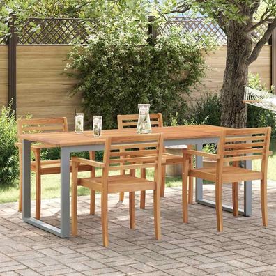 vidaXL Gartentisch Grau 200 x 90 x 75 cm Massivholz Akazie