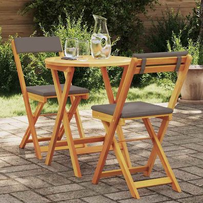 vidaXL Garten Essgruppe mit Kissen 3 pcs Öl-Natur Massivholz Akazie