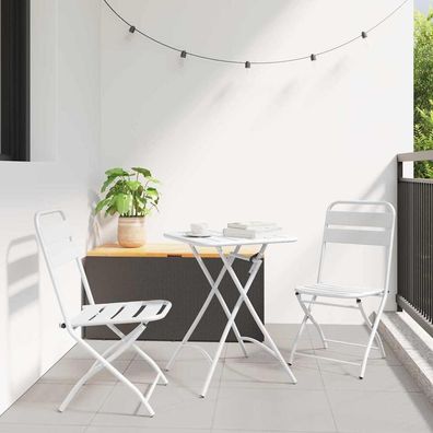 vidaXL Bistrogarnitur 3 pcs Weiß Stahl
