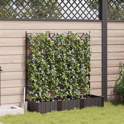 vidaXL Garten-Pflanzgefäß 3 Stk. Braun 120 x 40 x 125,5 cm PP