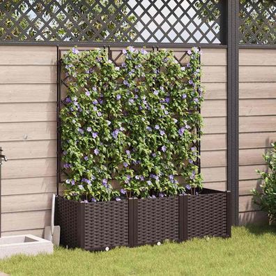 vidaXL Garten-Pflanzgefäß 3 Stk. Braun 120 x 40 x 143 cm PP