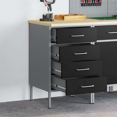 vidaXL Werkbank mit Schubladen Schwarz und Grau 50 x 55 x 85 cm