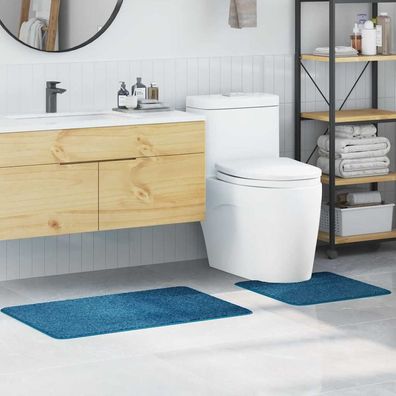 vidaXL Anti-Rutsch Badematten-Set 2 pcs Blau PP
