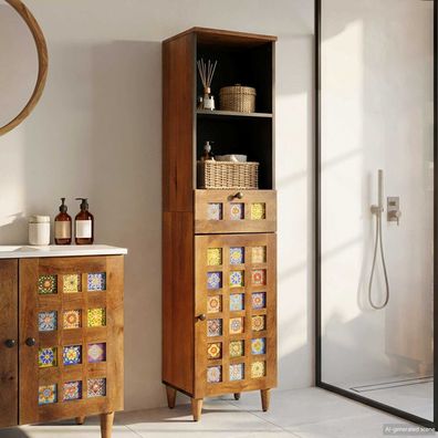 vidaXL Badezimmerschrank mit Schubladen Walnuss 38 x 33 x 160 cm